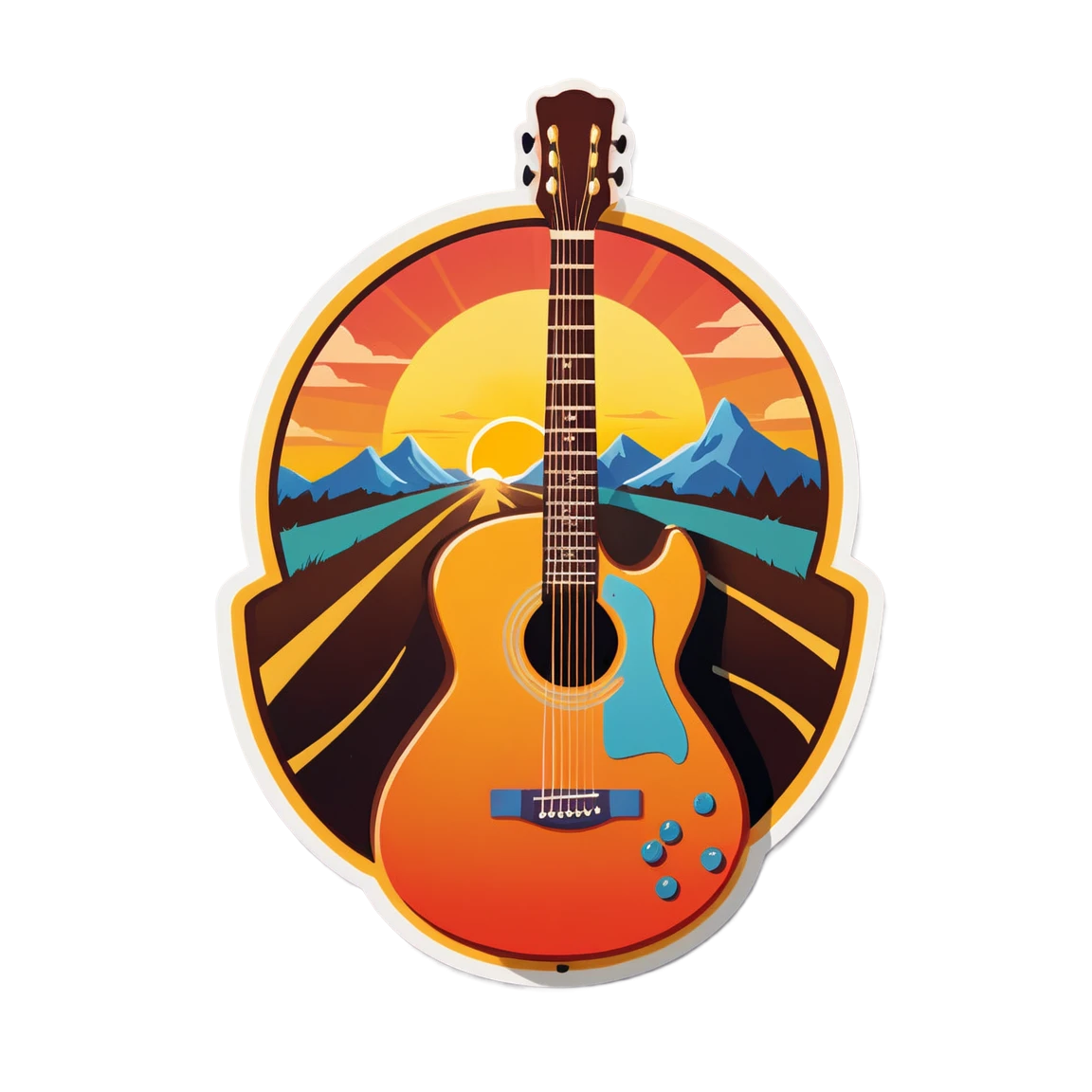 with a guitar, with a guitar, with a guitar, with a guitar, with a lasso, with a sunset country stickers