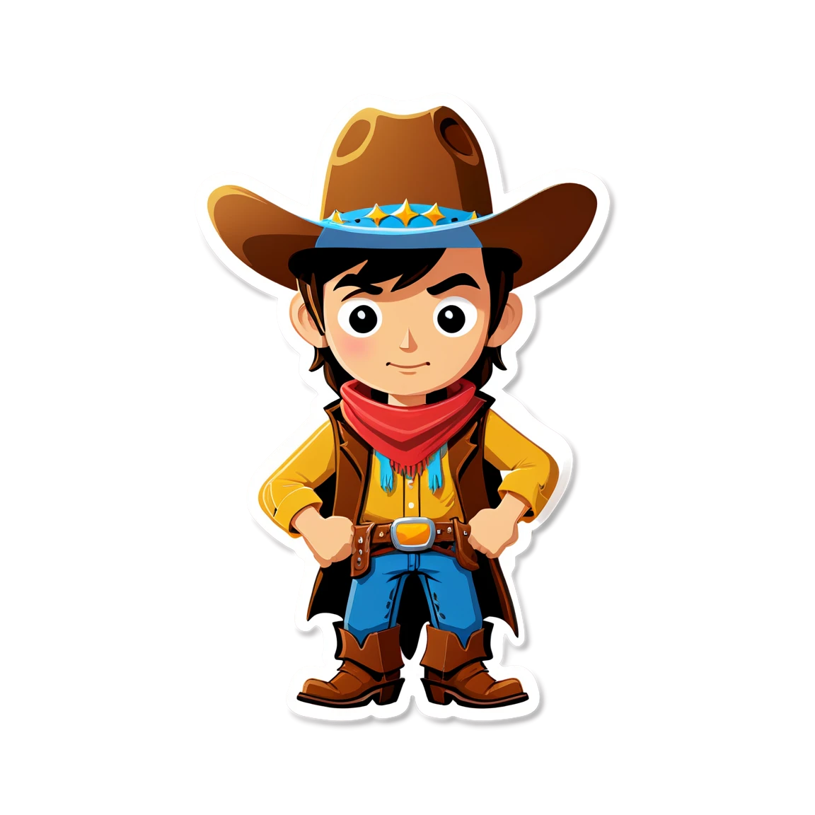 far west, wearing a cowboy hat cowboy stickers