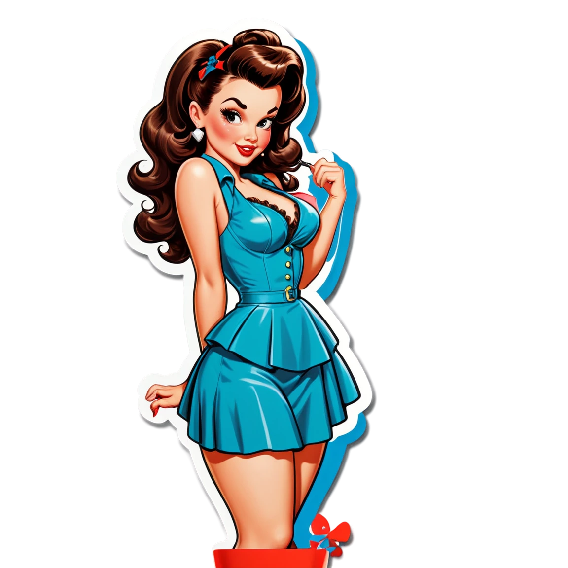 Bushy brunette pinup model pinup-girl stickers