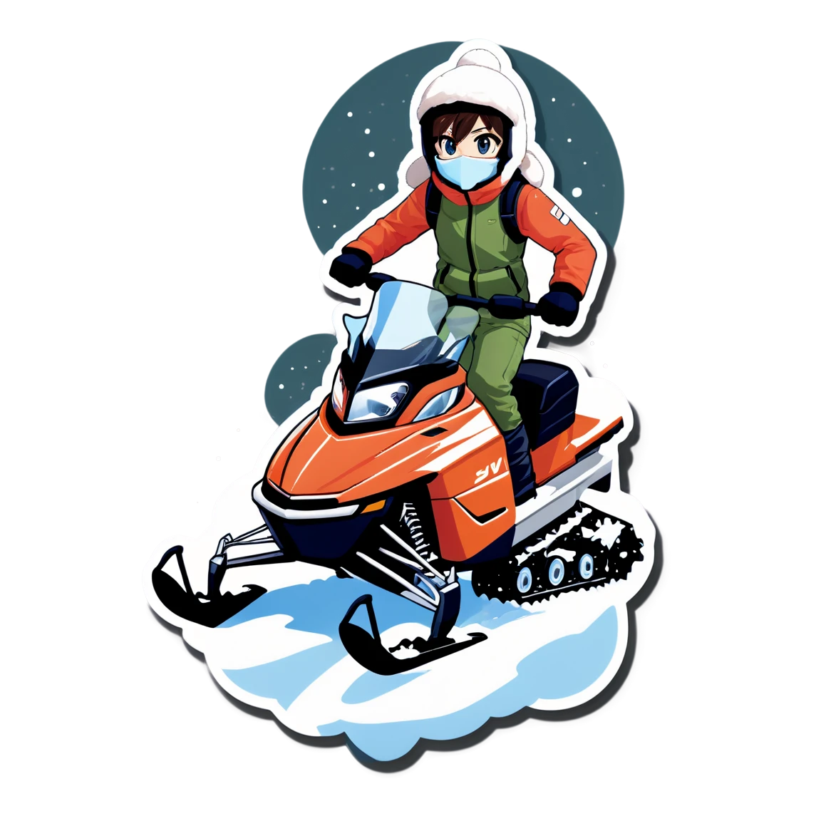 Snowmobile butt anime stickers