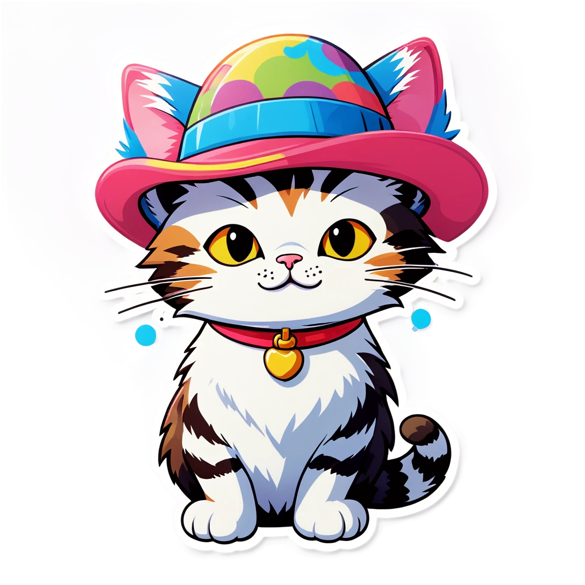 wearing a hat cat stickers