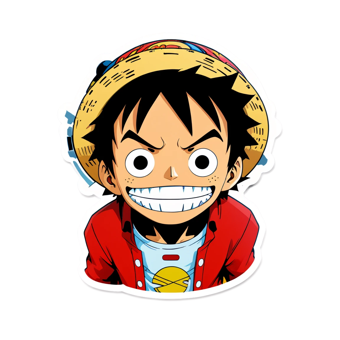 Luffy, robotic, futuristic, digital art, modern  stickers