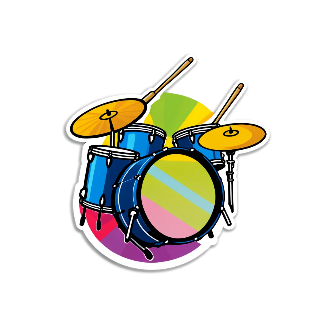  with drumsticks, in a spotlight band stickers