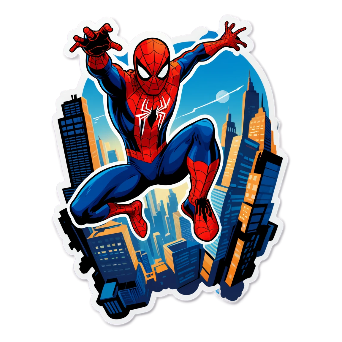 with cityscape, with action scenes spiderman stickers