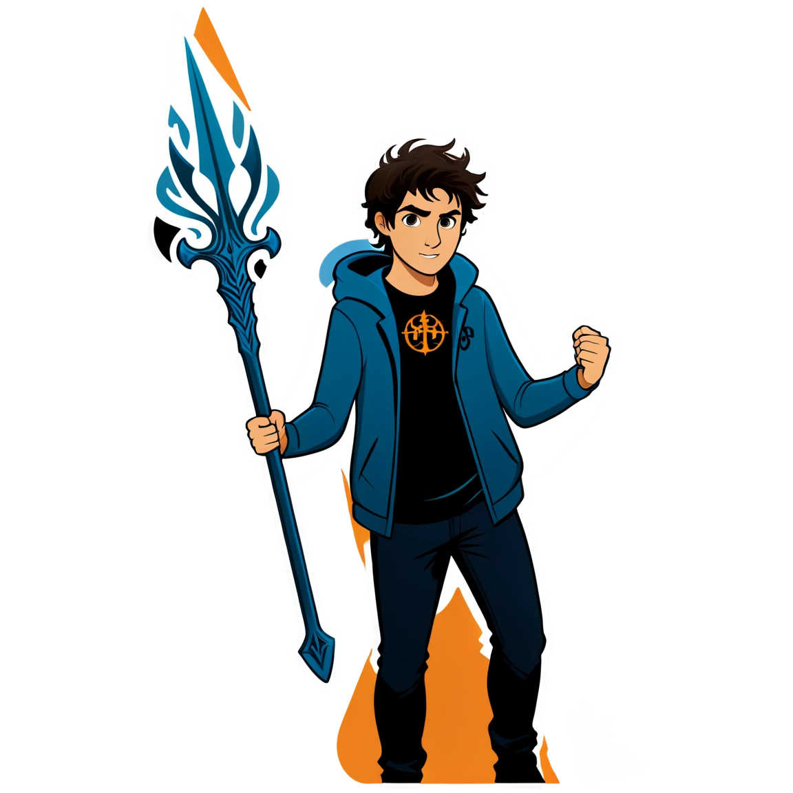 Percy Jackson, with a trident, with Annabeth percy-jackson stickers