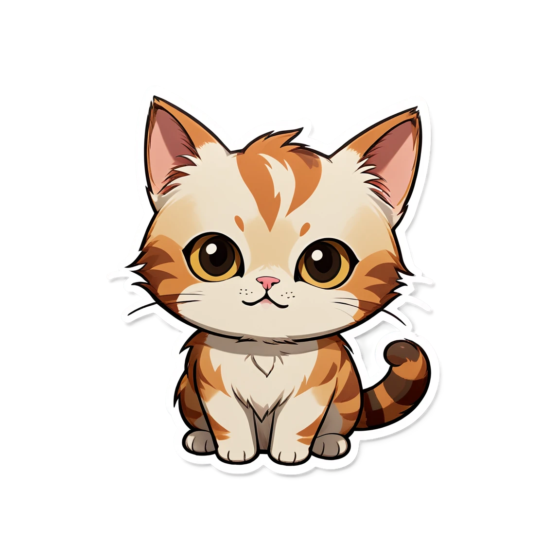 light orangy brown cat with dark brown stripes big cute brown eyes,  warrior-cat stickers