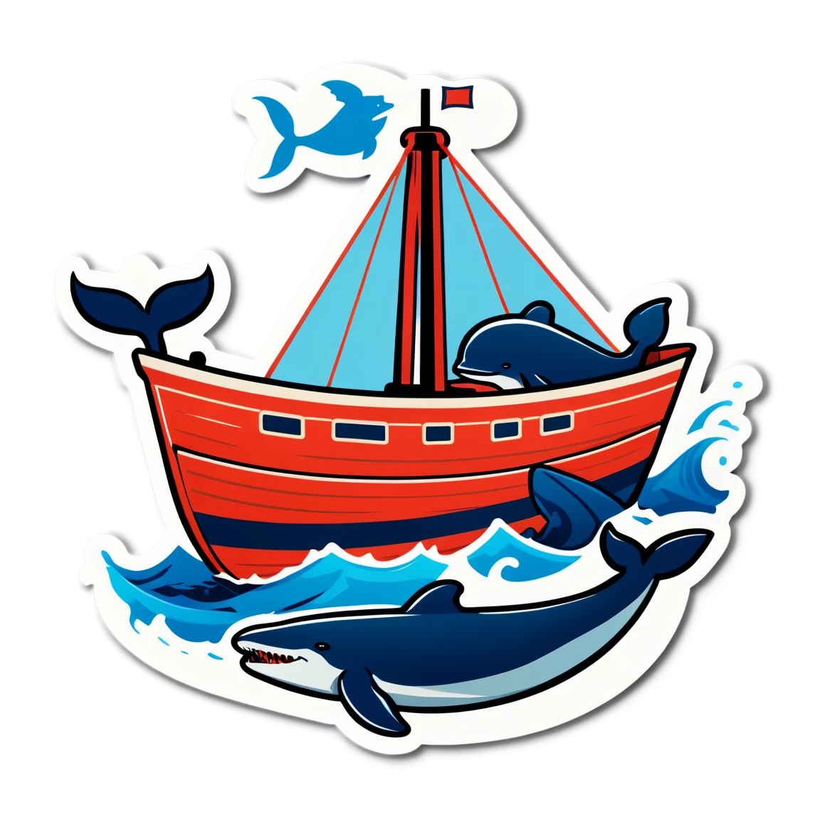 Crab boat, anchor, whales vintage stickers