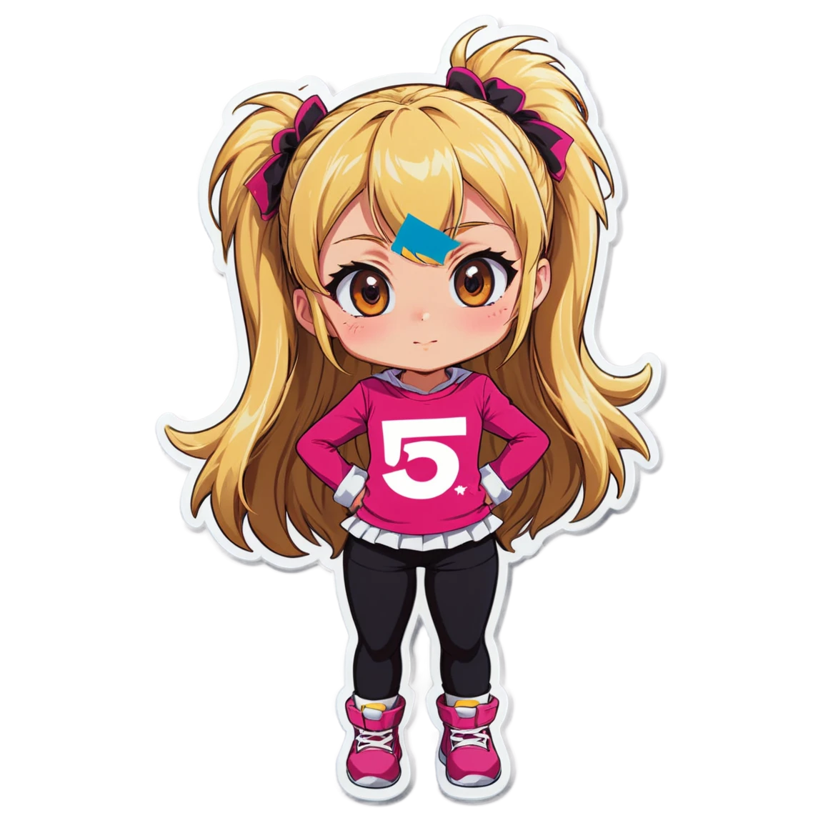 5 anime 10 yrs girl  the first one has blonde hair with a pink crop top kids stickers