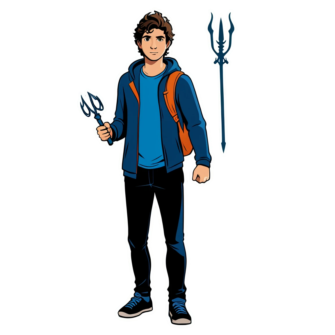 Percy Jackson, with a trident, with Annabeth percy-jackson stickers