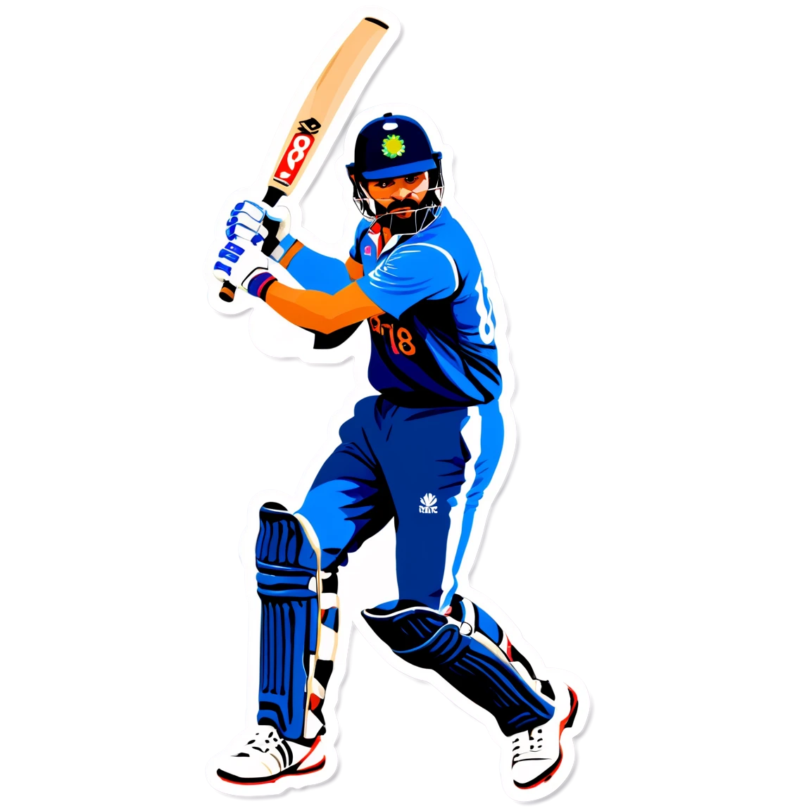 VIRAT KOHLI BATTING WITH HIS JERSEY NUMBER 18 cricket stickers