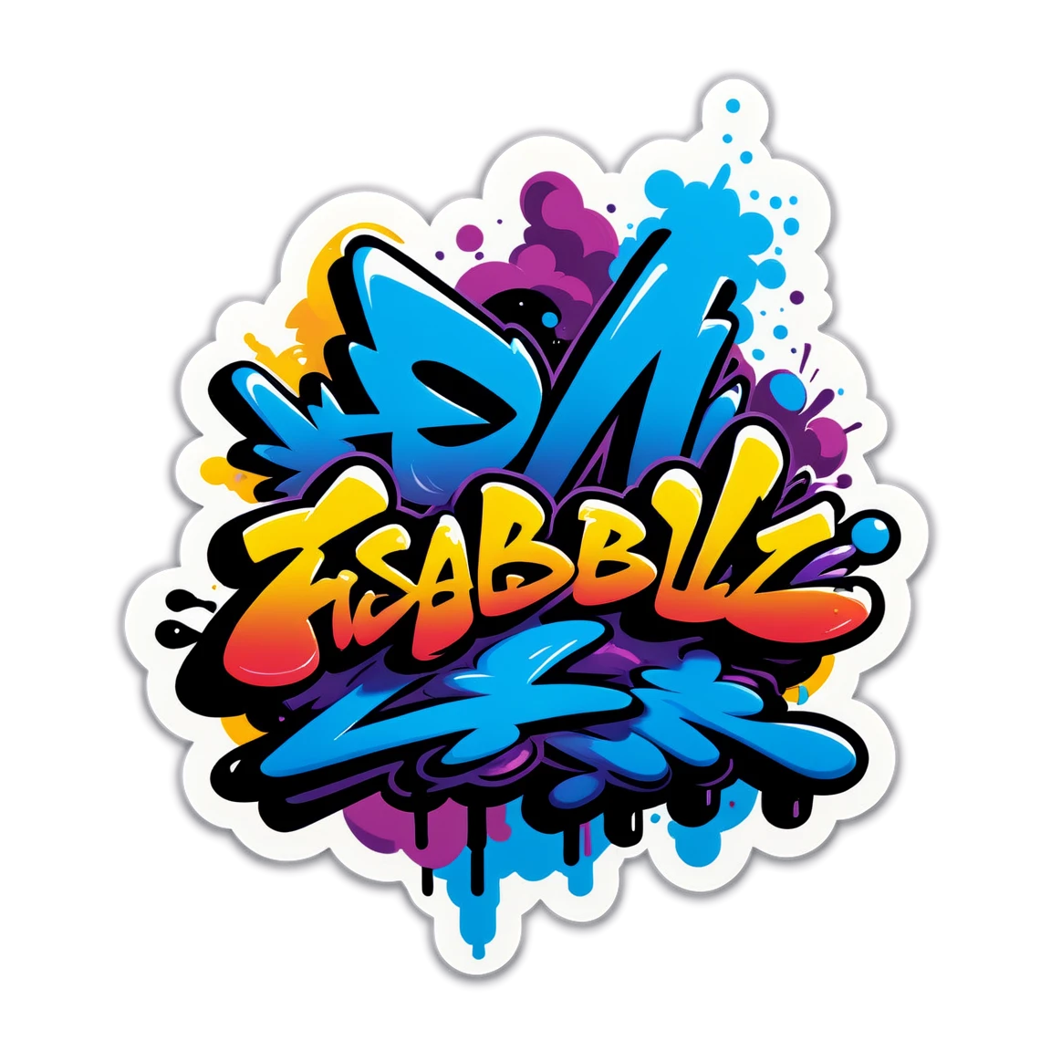 Oziel Fisabilillah , with a graffiti logo, with a creative look, with spray paint graffiti stickers