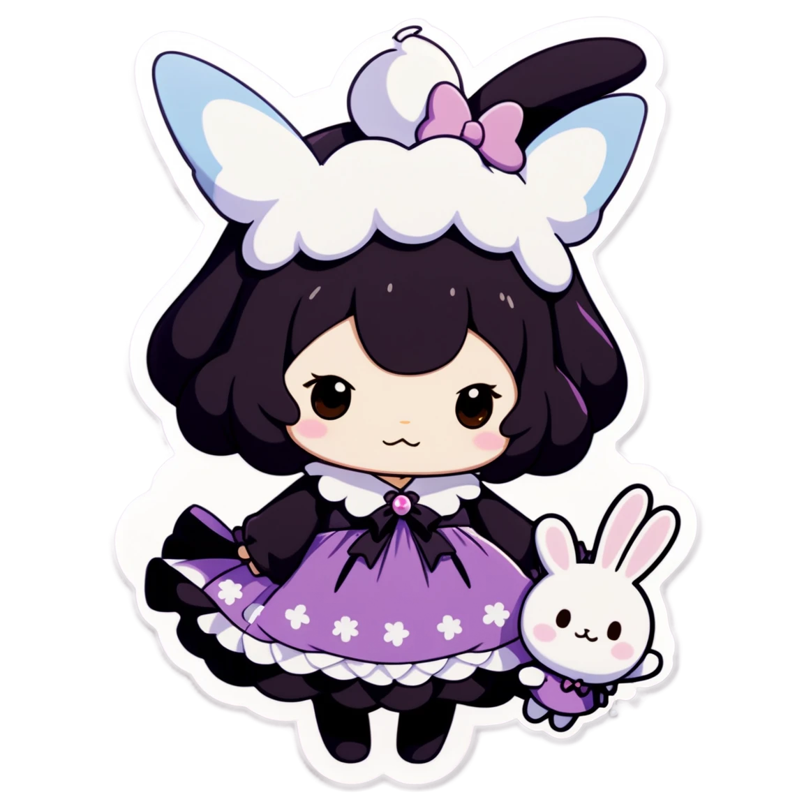 kuromi con un vestido morado cinnamoroll stickers