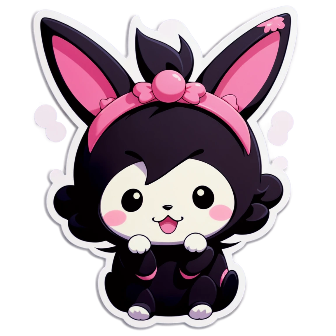 with pink and black accents kuromi stickers