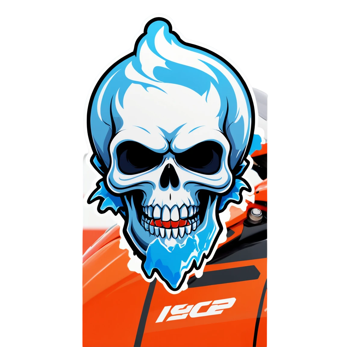 skull design made of ice mad only white and a 27 moto gp style number  motorcycle stickers