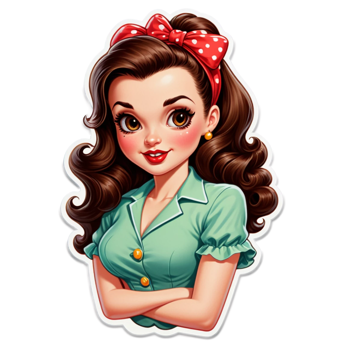 Hairy brunette pinup-girl stickers