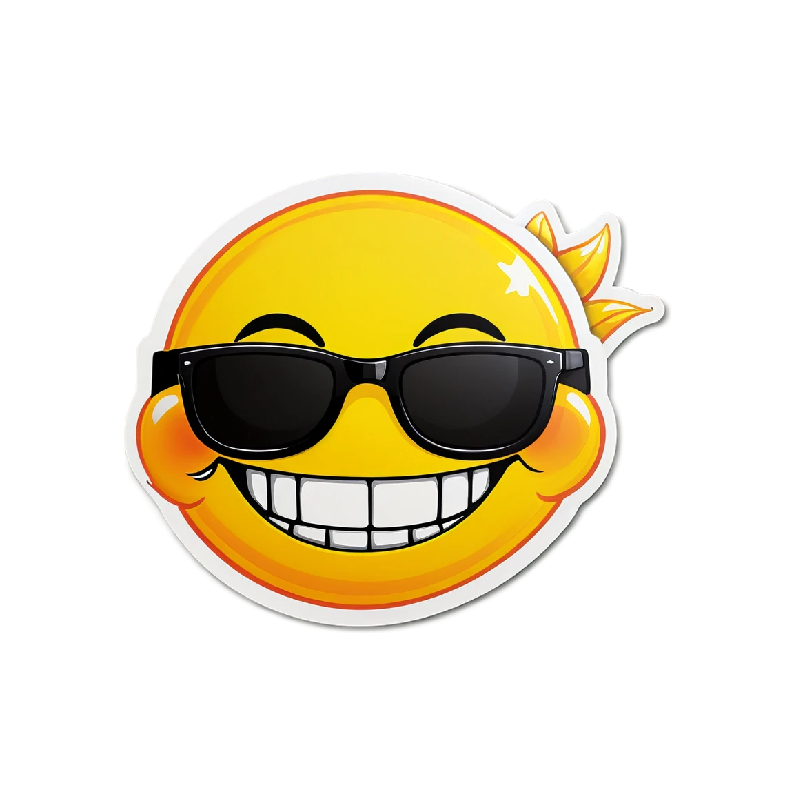 Smiley sticker with sunglasses, that says 