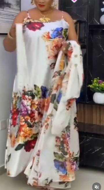 White floral print flowy maxi dress