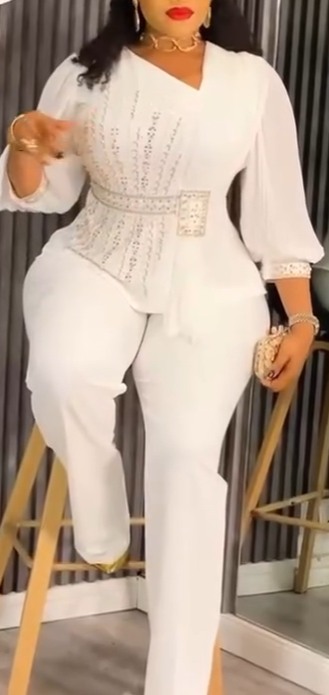 White belted blazer jumpsuit