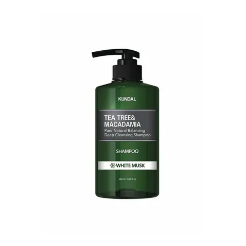 KUNDAL Yog'li bosh terisi uchun shampun TEA TREE / MACADAMIA DEEP CLEANSING SHAMPOO 500 ml / WHITE MUSK