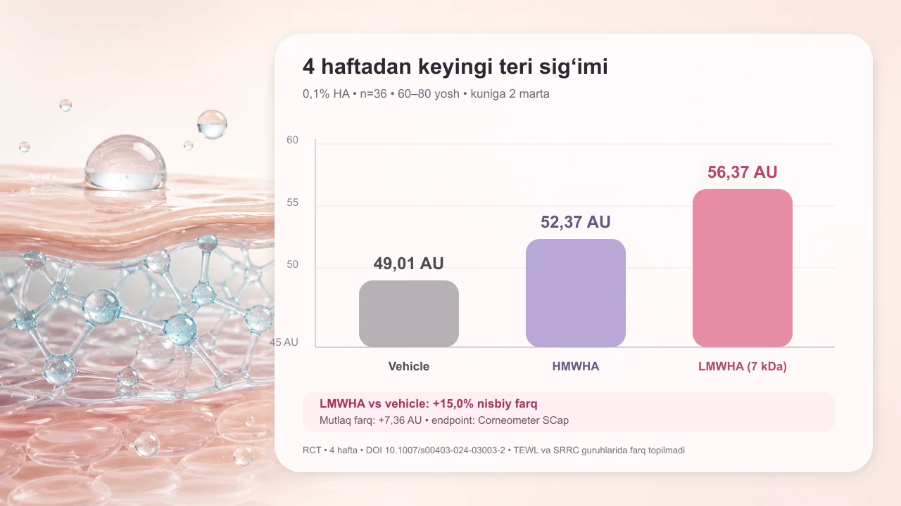 Hyaluron kislotasi: namlik mexanizmi, molekula o‘lchami va real dalillar — jurnal rasmi 3