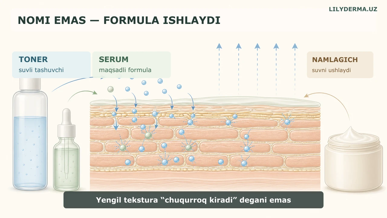 Toner va serum: 5–7 bosqichli Koreya rutinida qanday birga ishlaydi? — jurnal rasmi 2