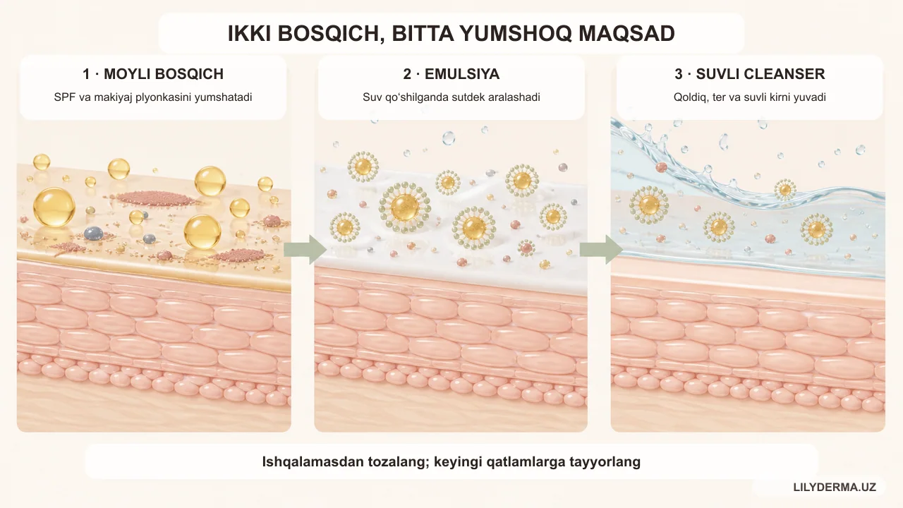 Double cleansing: SPFdan 7 bosqichli kechki rutinga — jurnal rasmi 2