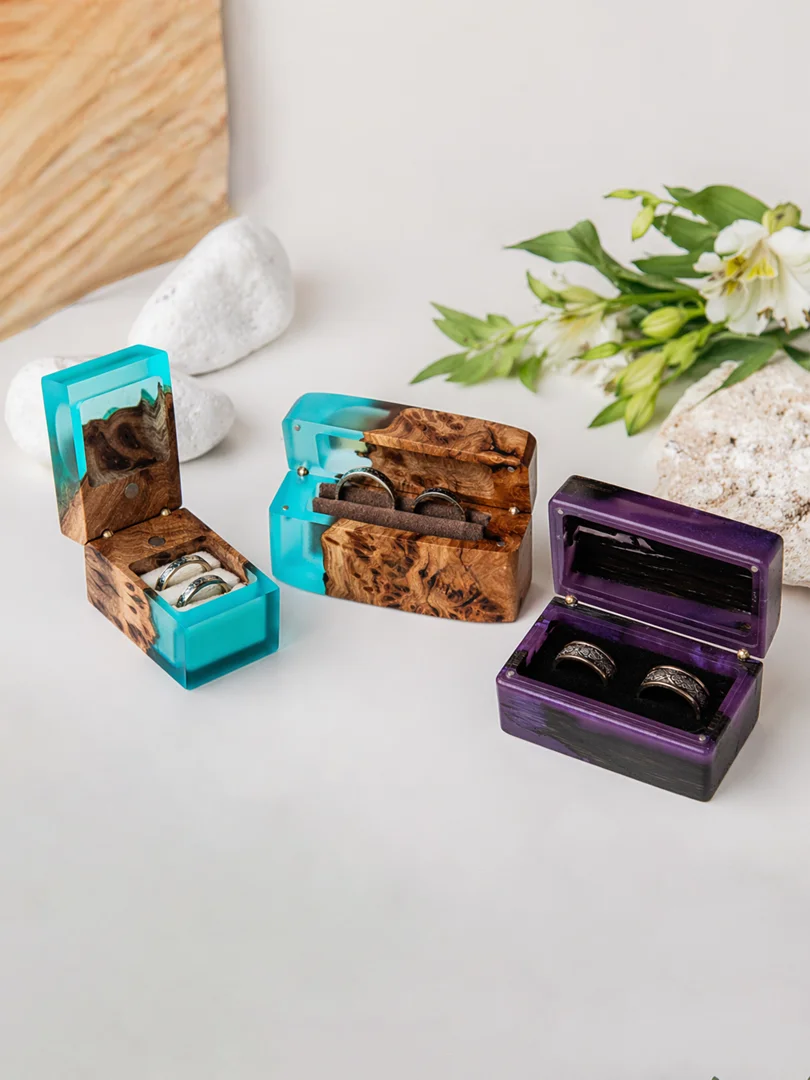user-inserted Handcrafted epoxy resin ring box with wood inlay