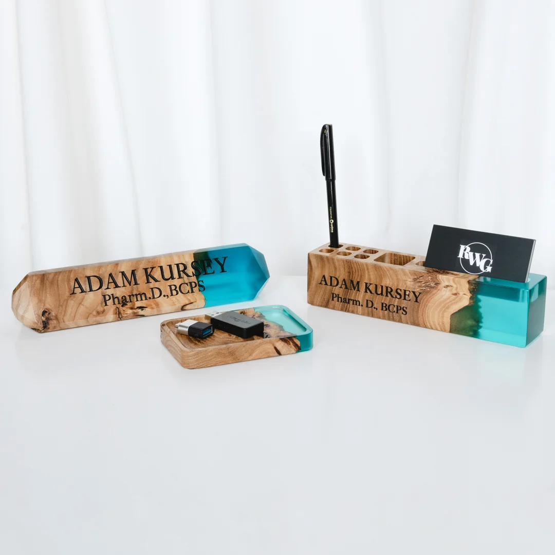 Handcrafted solid wood and epoxy phone holder and desk organizer Handcrafted solid wood and epoxy phone holder and desk organizer