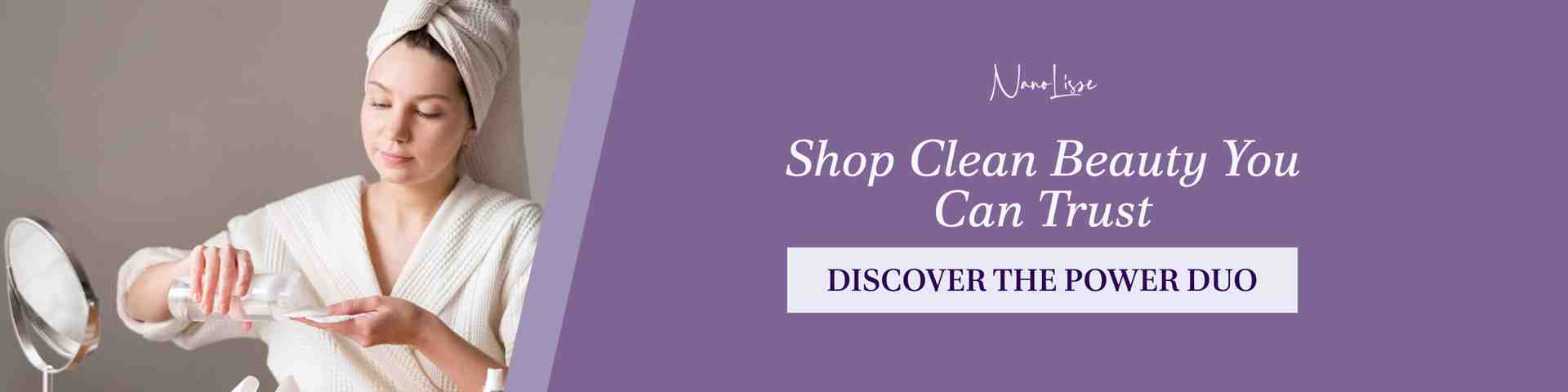 Woman in a bathrobe applying skincare product, promoting clean beauty ingredients and trusted skincare routine essentials