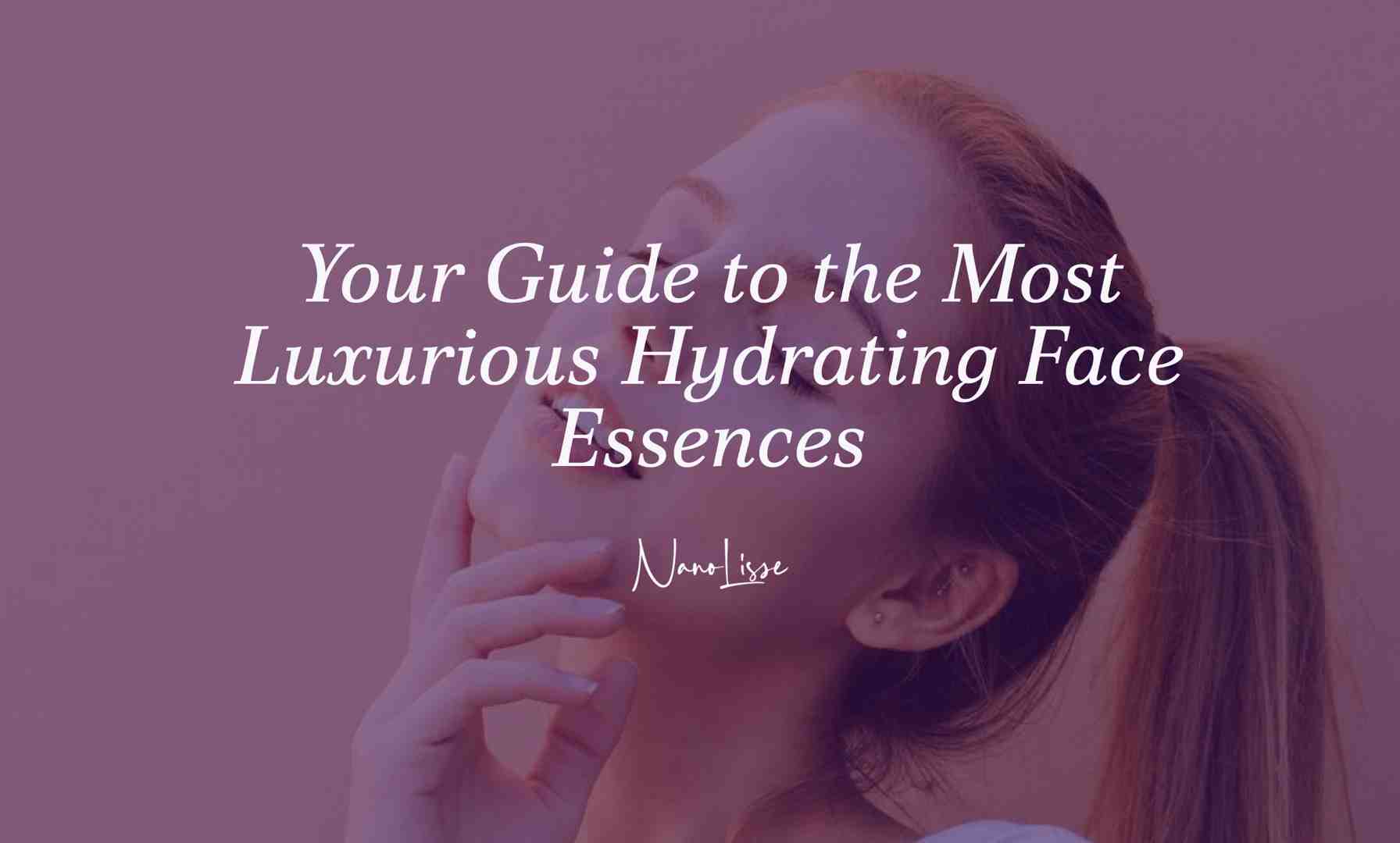 Woman touching her face with eyes closed against soft background, illustrating benefits and use of a hydrating face essence for smooth, radiant skin