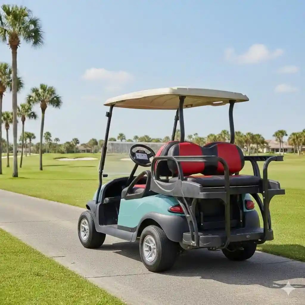 Double Take Max 6 Helix rear seat kit installed on golf cart - Double Take Max 6 Helix Rear Seat Kit Double Take Max 6 Helix rear seat kit installed on golf cart - Double Take Max 6 Helix Rear Seat Kit