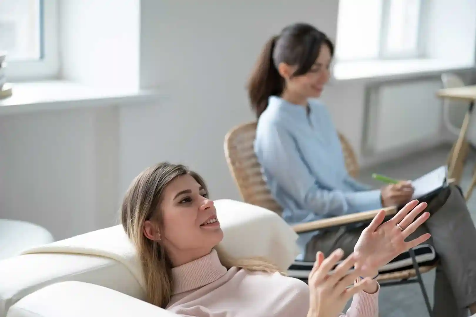 of a compassionate therapist talking with a patient - Start addiction recovery of a compassionate therapist talking with a patient - Start addiction recovery