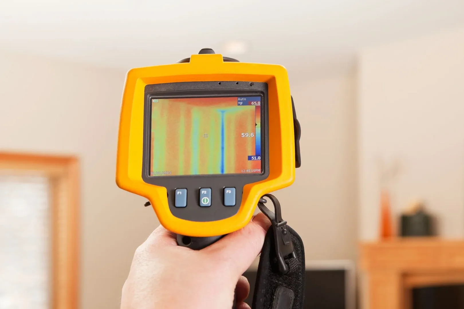 Guardian Building Inspector using a thermal imaging camera to detect hidden leaks - preauction building inspection