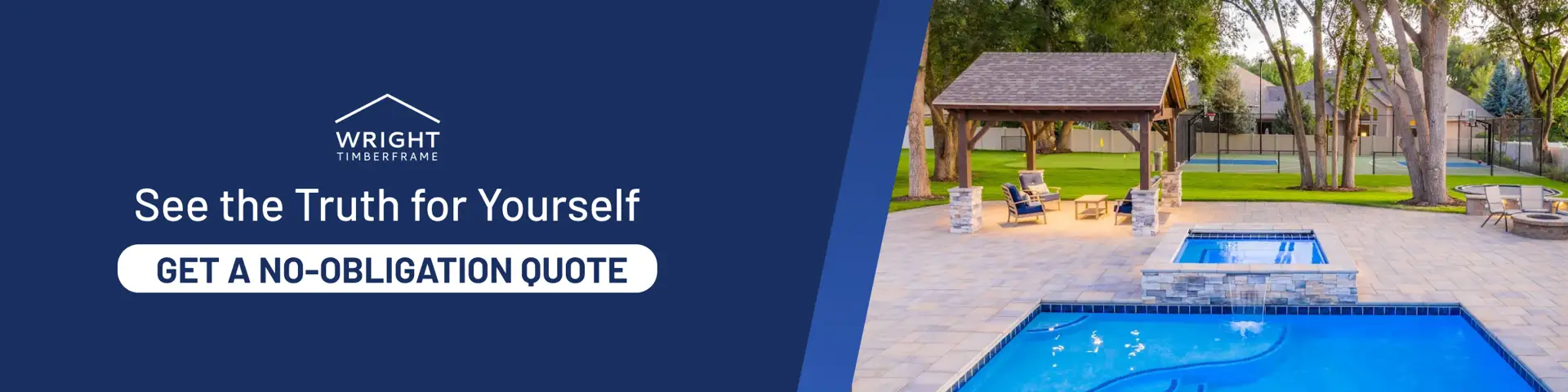 Timber Frame Construction Benefits in Action Backyard pavilion showcasing Timber frame construction benefits beside a pool with exposed beams and stone columns