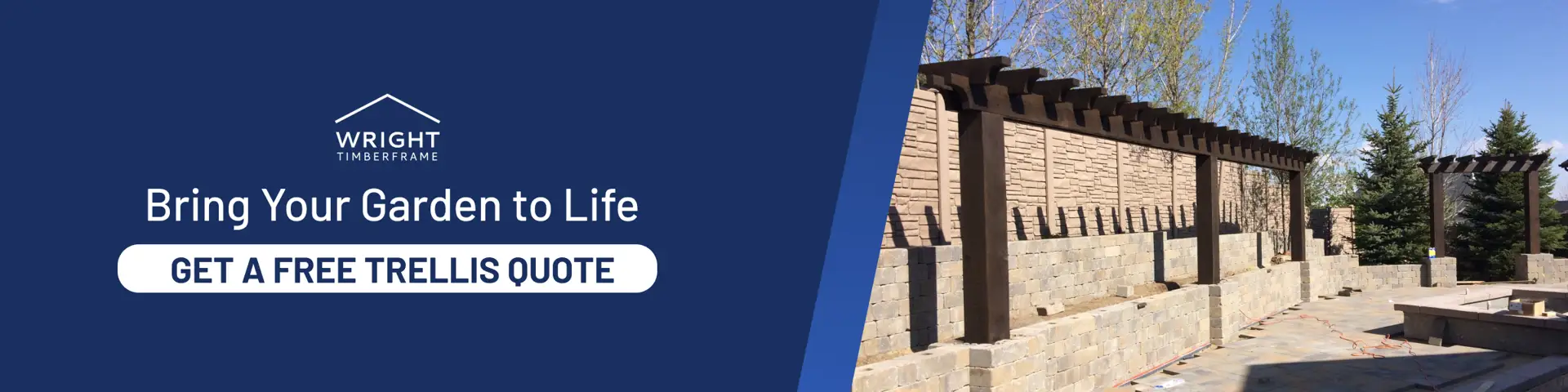 Bring Your Garden to Life with Custom Trellis Custom Garden trellis structures installed along stone wall with pergola beams, promoting privacy and backyard enhancement