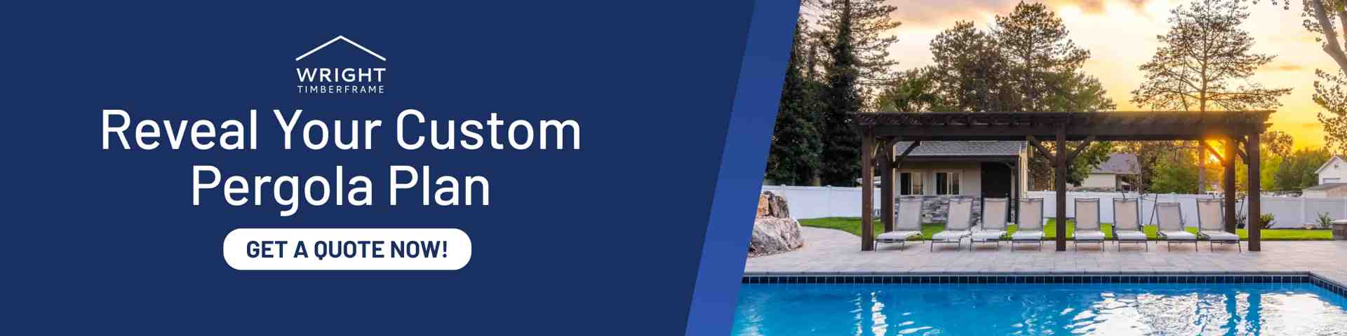 Reveal Your Custom Garden Pergola Plan Modern backyard pergola beside a swimming pool with seating area, showcasing a custom design for building a garden pergola with shade and style