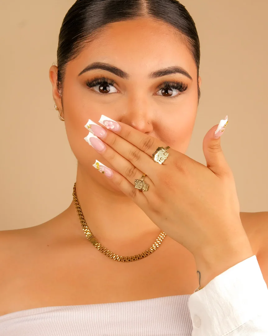 Close up of solid gold character ring details