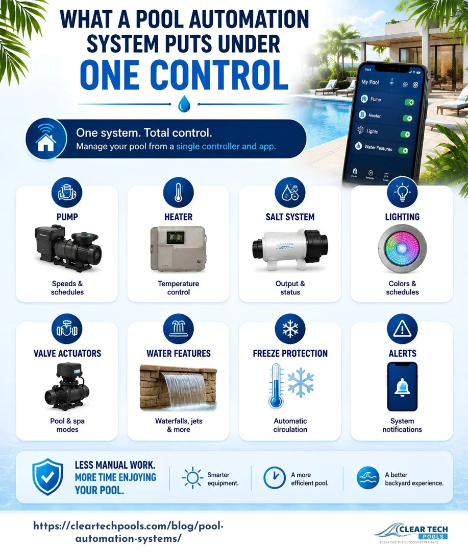 Pool automation control panel for managing pool equipment.