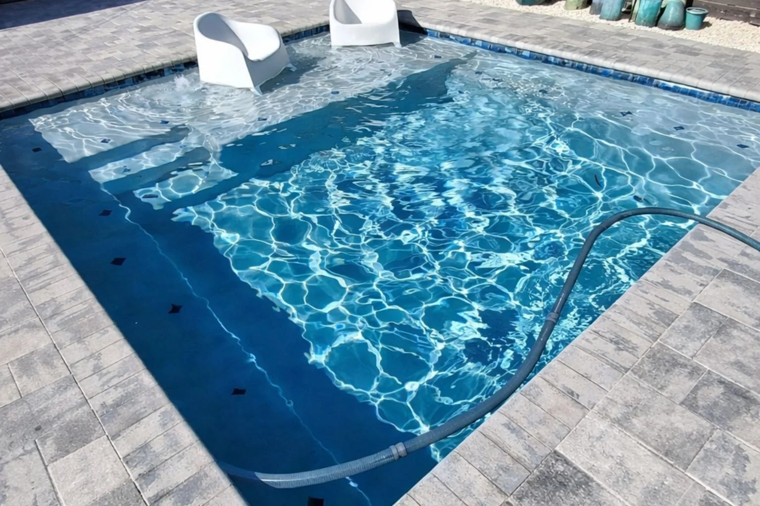 pool remodel sun shelf