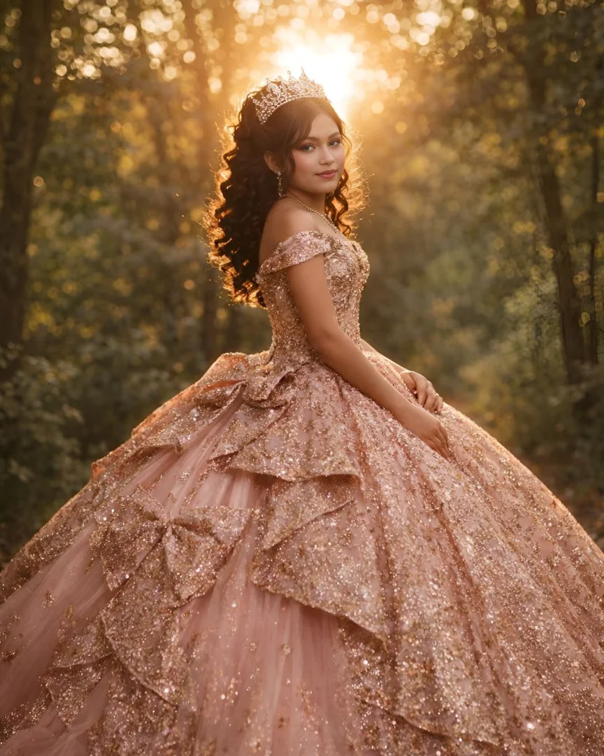 rose gold glitter tulle ball gown - rose gold quinceañera themes rose gold glitter tulle ball gown - rose gold quinceañera themes