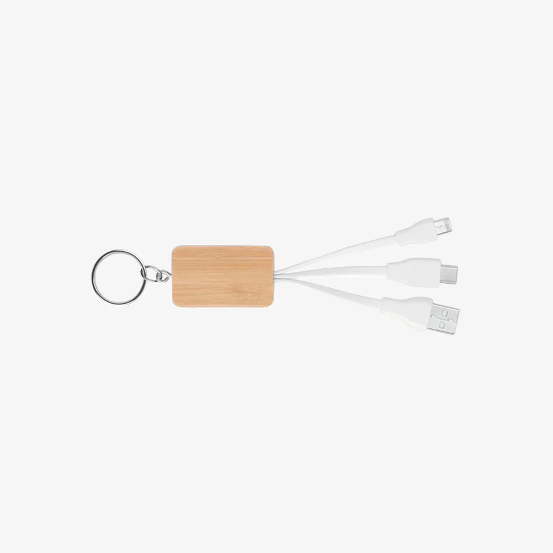 user-inserted Trends Bamboo Charging Cable Rectangle Eco Key Ring