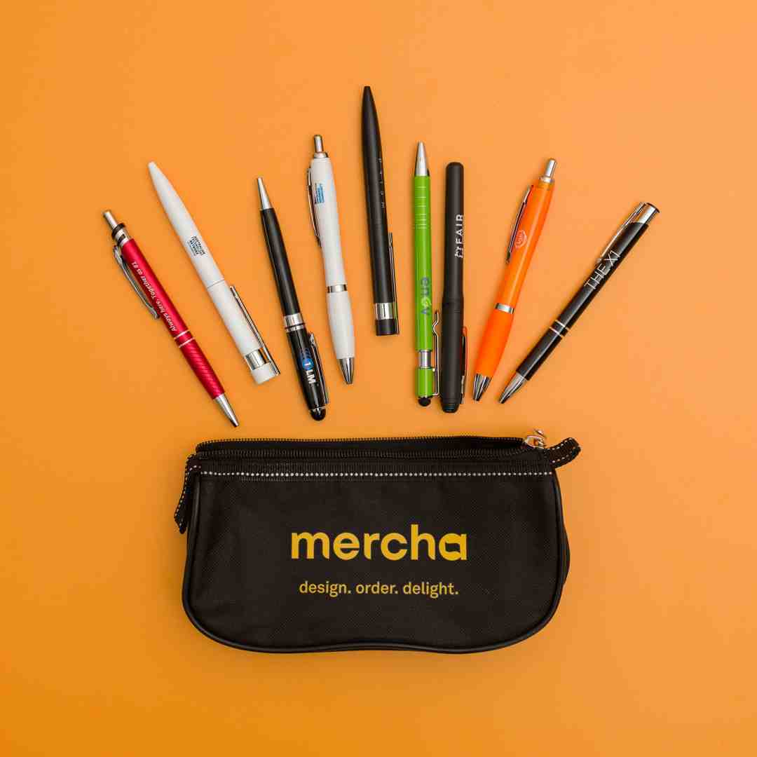 Branded merchandise displayed, showcasing easy customisation options for businesses