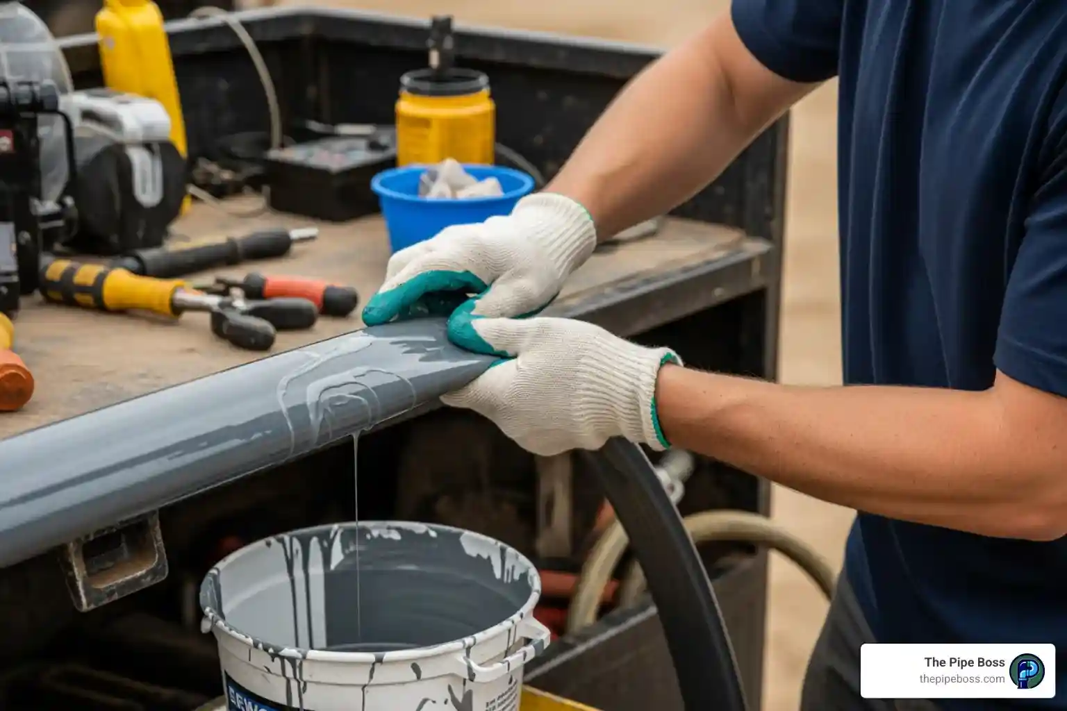 Technician preparing an epoxy-saturated liner - sewer liner