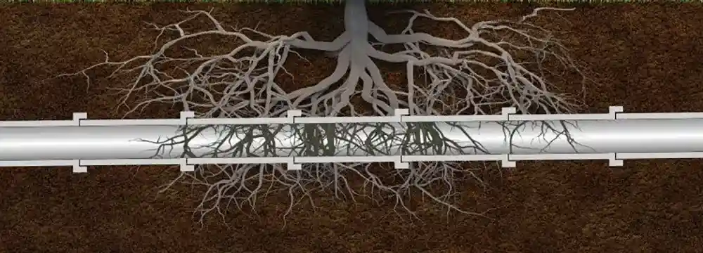 Tree roots inside a cracked sewer pipe - drain repair specialists Tree roots inside a cracked sewer pipe - drain repair specialists