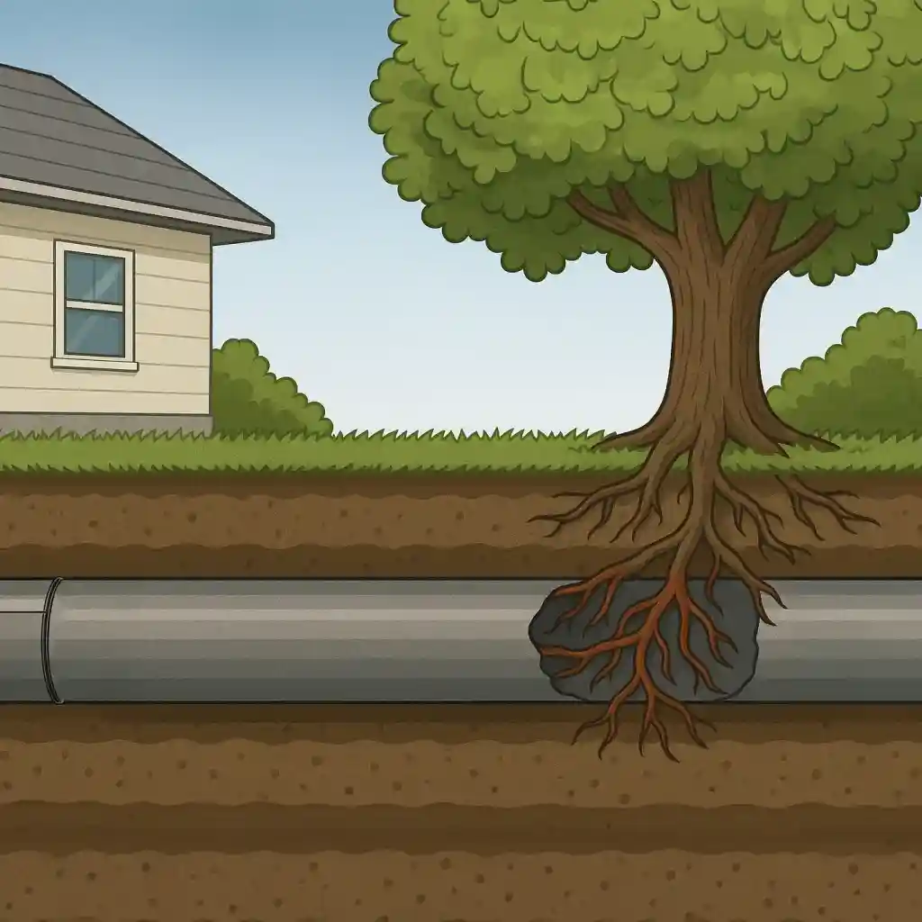 tree roots intruding into a sewer pipe - sewer backup plumber tree roots intruding into a sewer pipe - sewer backup plumber