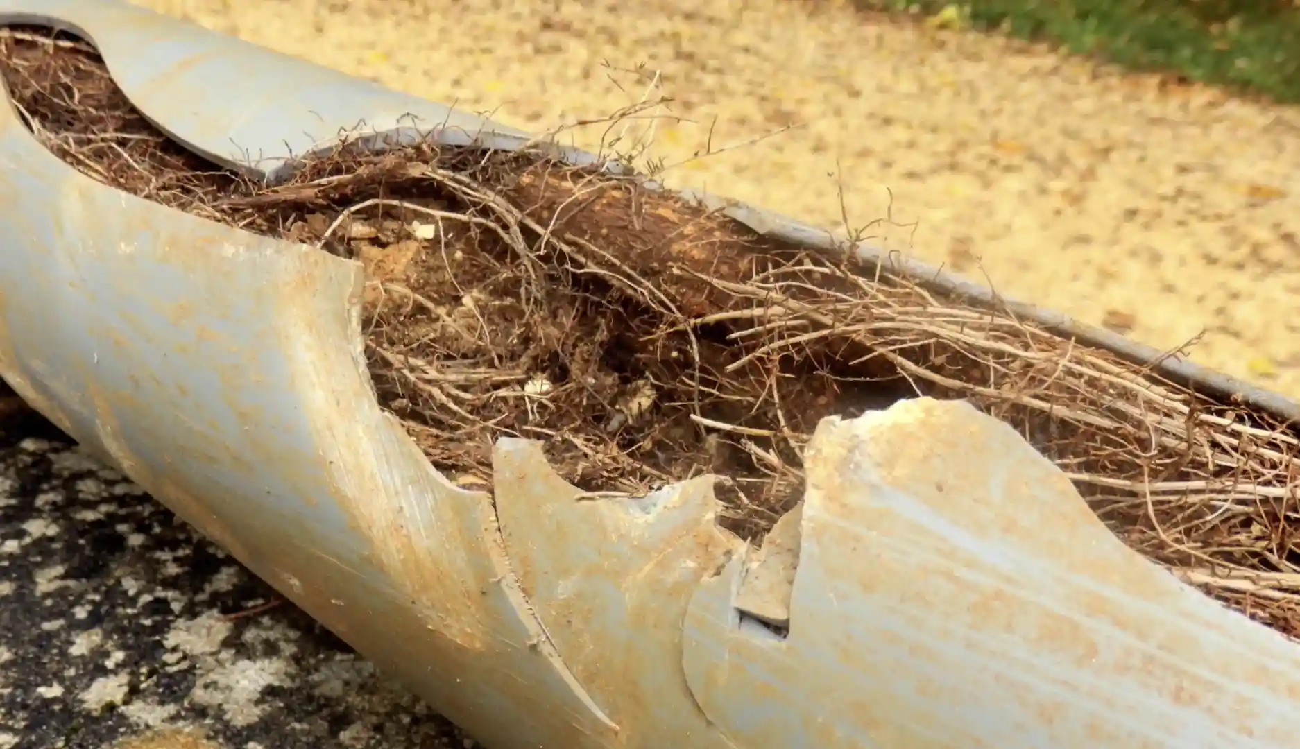 tree roots growing into a cracked sewer pipe - sewer leak repair tree roots growing into a cracked sewer pipe - sewer leak repair