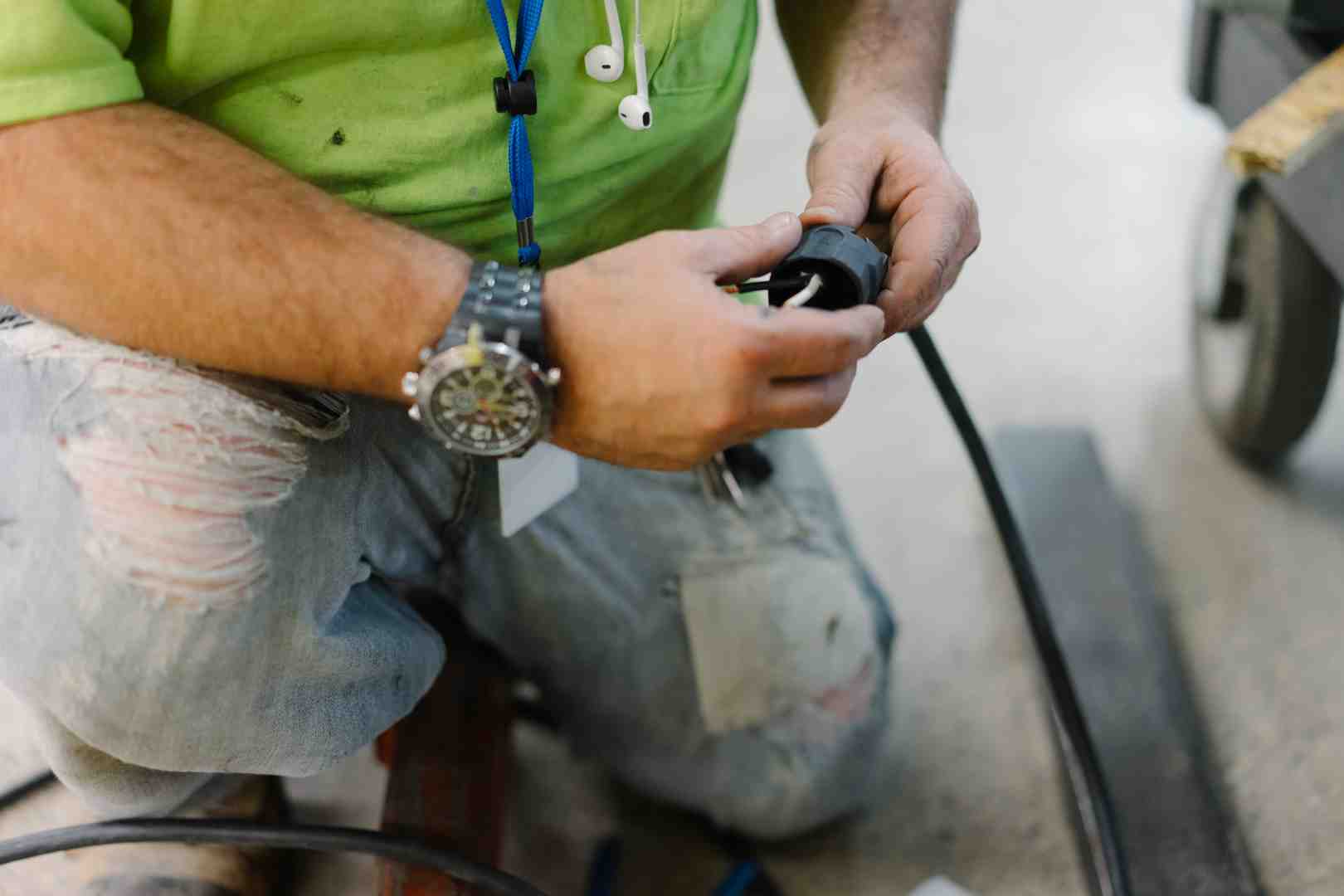 home's circuit breaker panel with one breaker clearly tripped - outlet stopped working