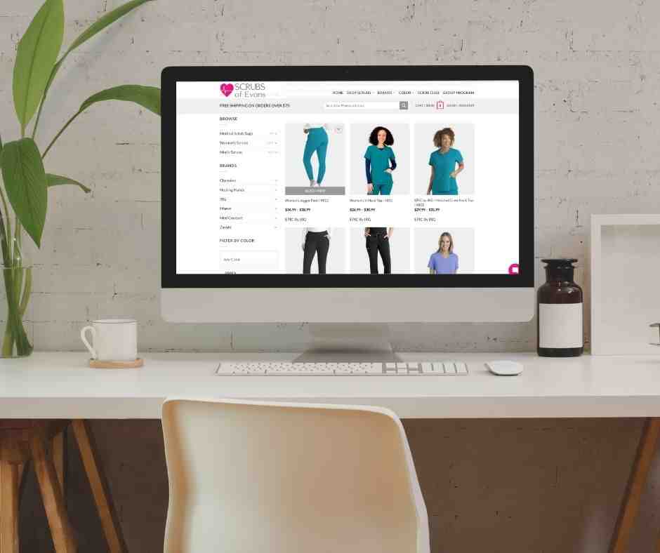 User-friendly e-commerce website showing medical scrubs - can i order online?
