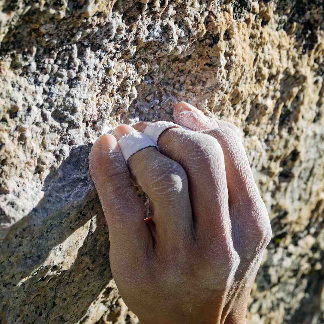 Fingers taped to support holding a shallow grip Fingers taped to support holding a shallow grip