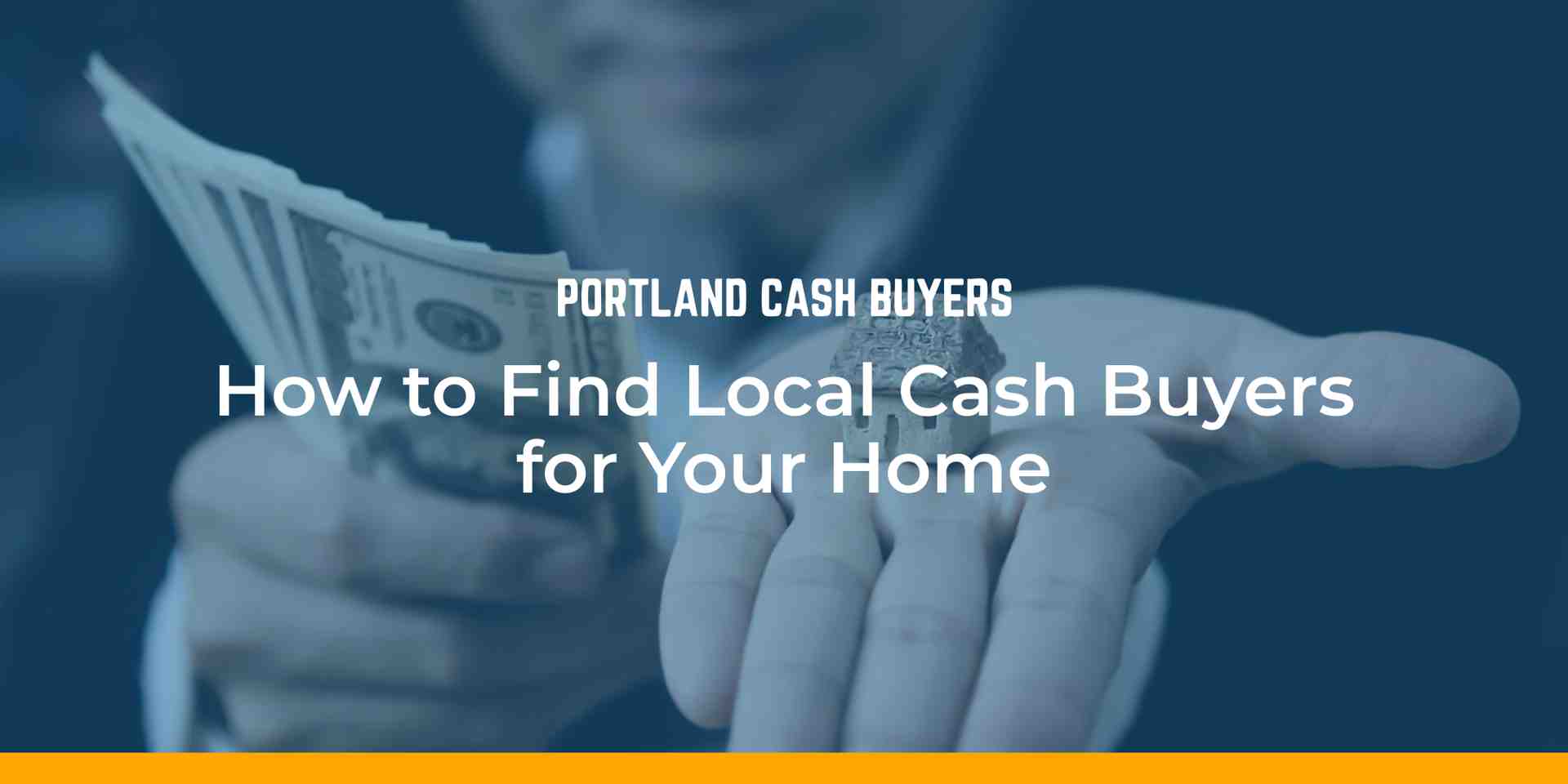 Cash buyers for my house near me illustrated by a homeowner holding cash and a house model, showing how to find local buyers for a fast sale.
